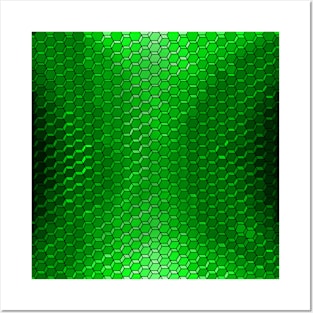 Green Skin 3D Hexagon Pattern Posters and Art